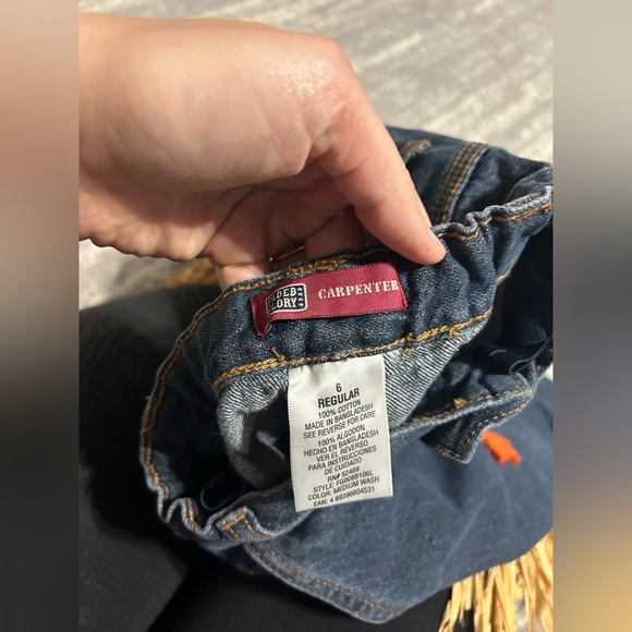 Handmade Kids Scarecrow Pants Blue Jeans Sz 6 Pumpkin Patch Halloween Adj. Waist - Picture 4 of 5